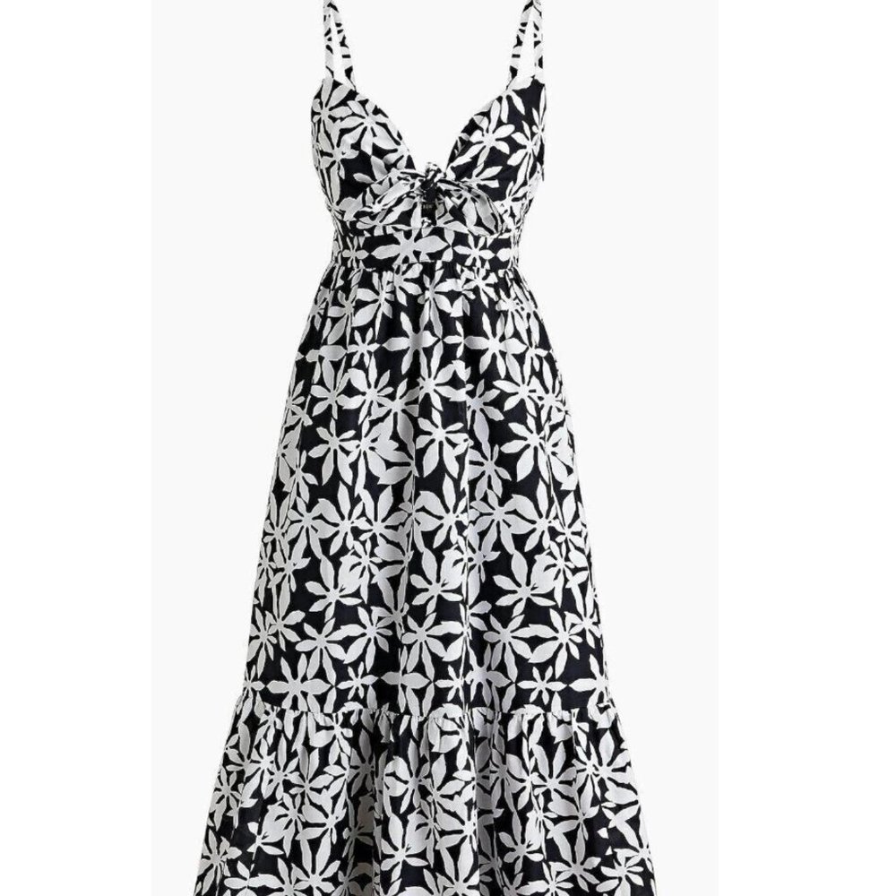NWT Black and White Floral J Crew Factory Front Tie Midi Dress (14)